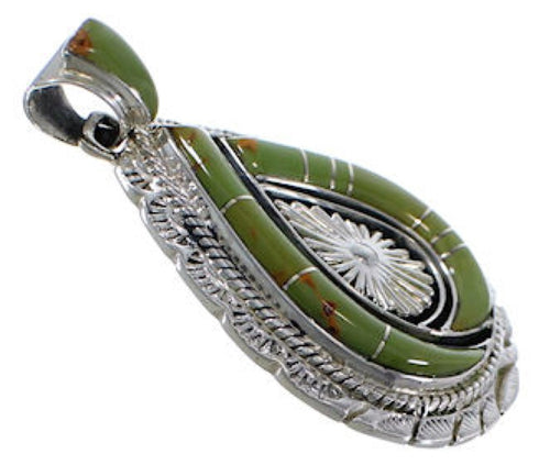 Sterling Silver Turquoise Inlay Southwest Pendant EX28929